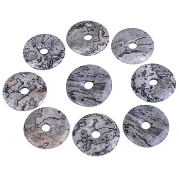 Black Crazy Lace Agate and Lucky Coin Pendant | Handmade - Picture 5 of 5